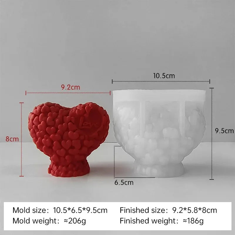 3D Heart Candle Silicone Mold - DIY Candle Making Kit