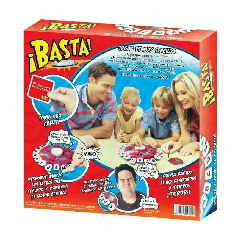Family playing quick thinking word party game