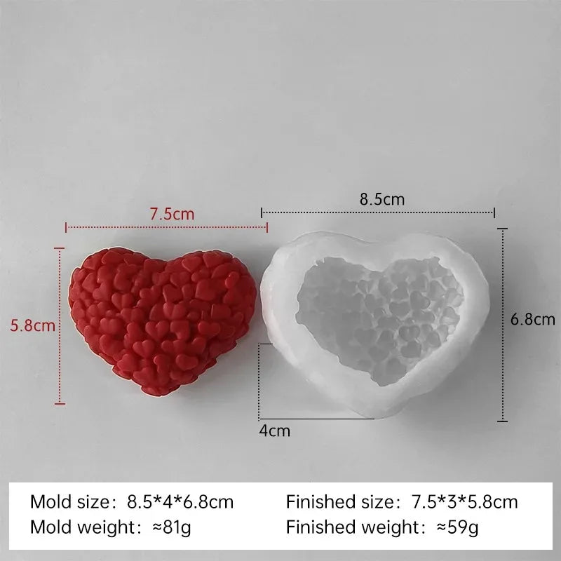3D Heart Candle Silicone Mold - DIY Candle Making Kit