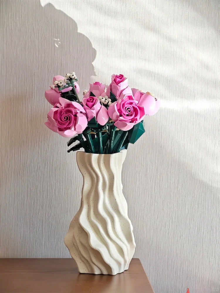Pink Rose Bouquet Building Set - Romantic Gift
