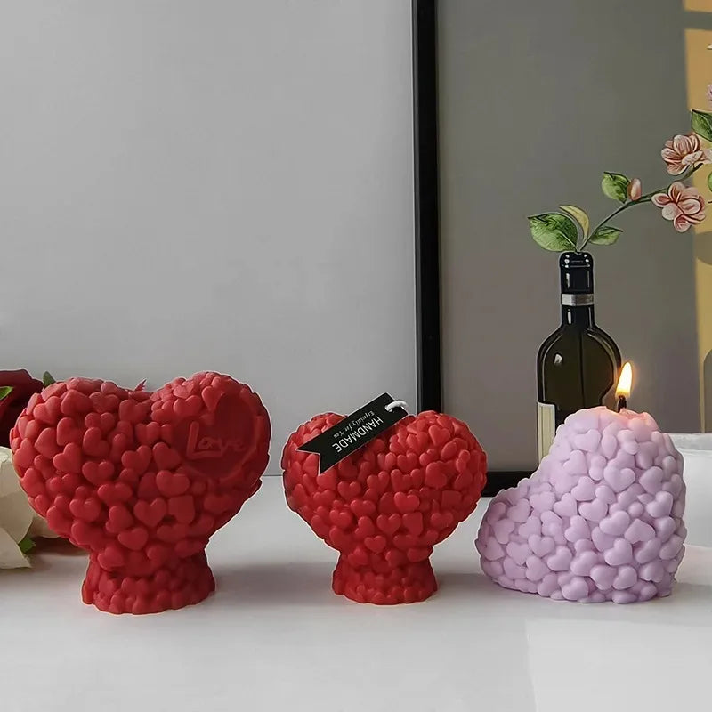 3D Heart Candle Silicone Mold - DIY Candle Making Kit