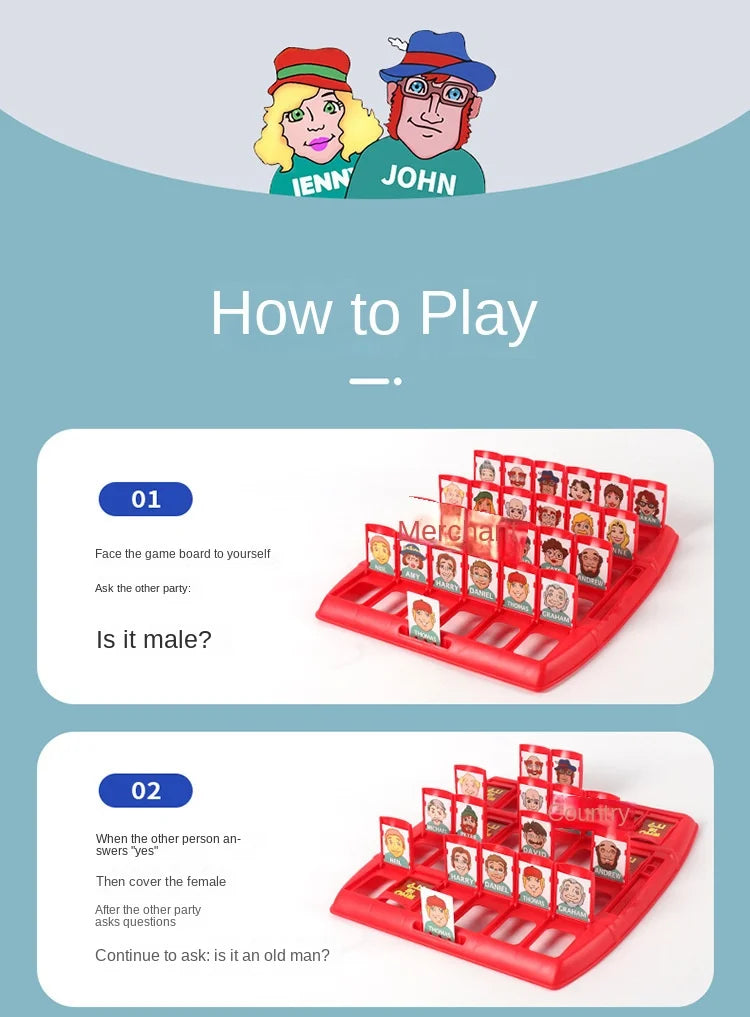 Guess Who Game - Classic Two-Player Guessing Board Game