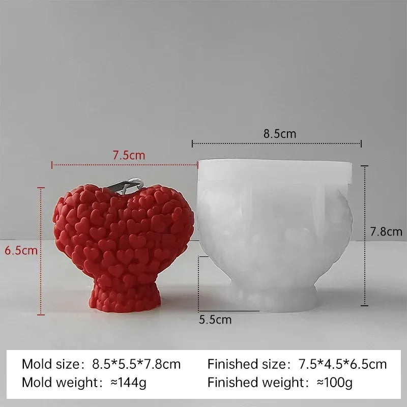 3D Heart Candle Silicone Mold - DIY Candle Making Kit