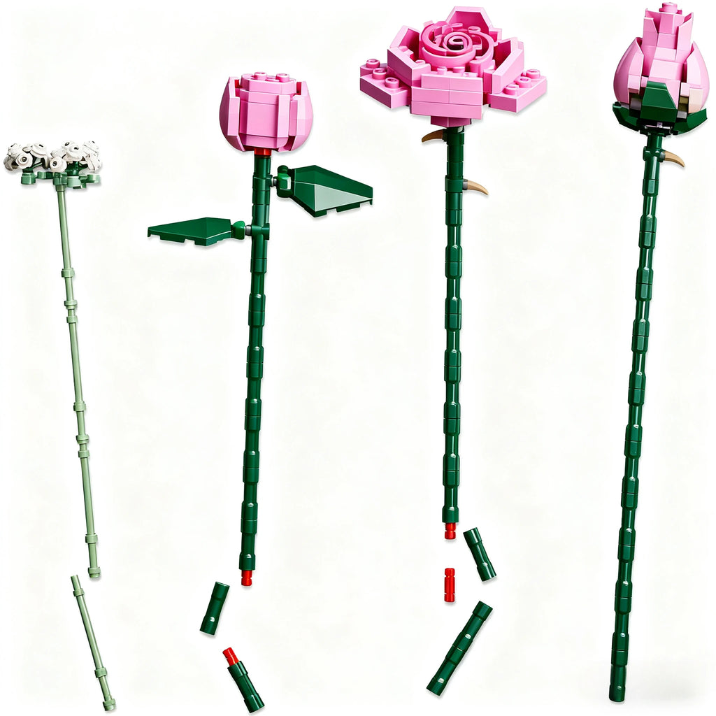 Pink Rose Bouquet Building Set - Romantic Gift