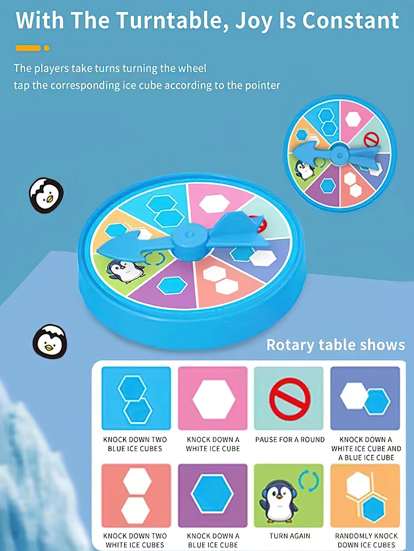 Children playing penguin ice breaker family board game