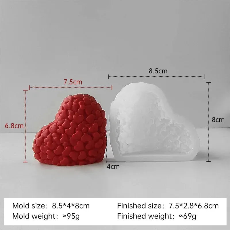 3D Heart Candle Silicone Mold - DIY Candle Making Kit