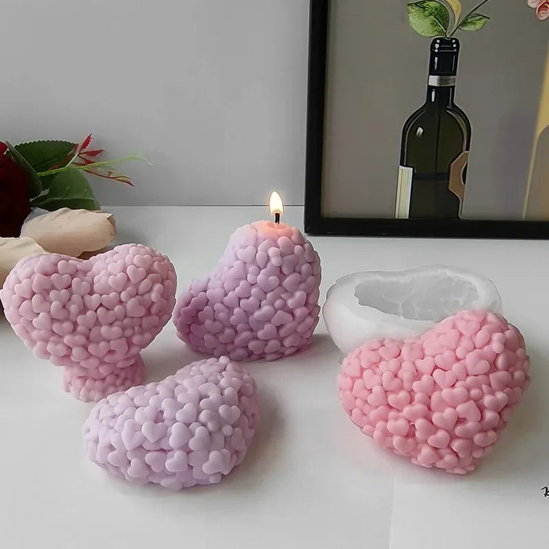 3D Heart Candle Silicone Mold - DIY Candle Making Kit